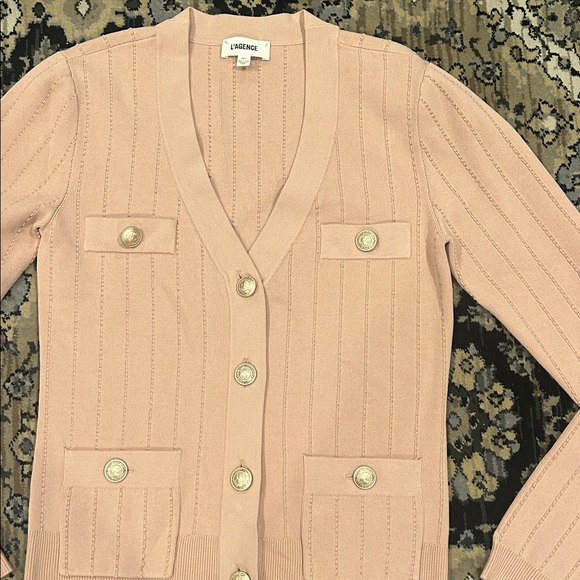 L'AGENCE tan Button-Up Cardigan - Picture 6 of 7